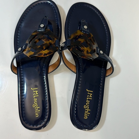J.McLaughlin Lucy Classic Navy Tortoise Sandals Size 6.5 - Picture 7 of 16